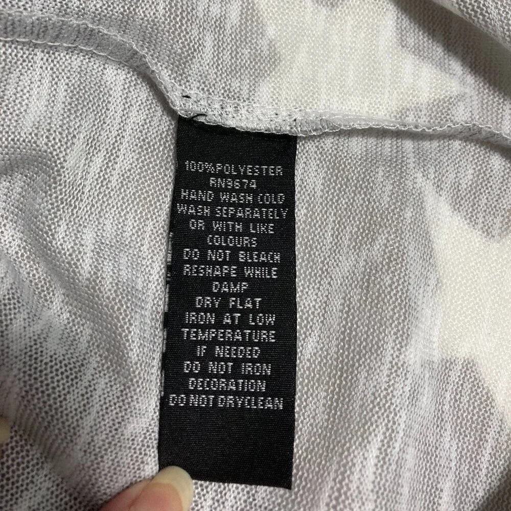 Vecceli Italy Knit Top Long Roll Tab Sleeve Two Tones Stars White High Low Hem - Picture 6 of 10